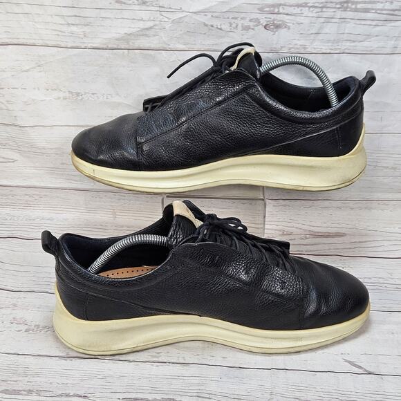 Ecco Soft 7 Men Size US 10 EU 44 Sneaker Shoes Black Leather Comfort Dress Shoes - Picture 2 of 7